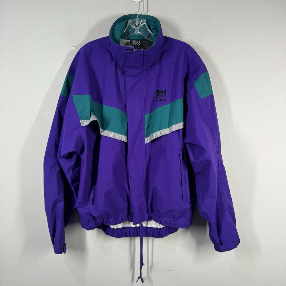 VTG Frank Shorter Sports Gore Tex Jacket Purple Teal Green Reflective Retro Sz M